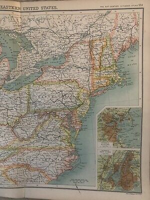 1902 Northeast United States Antique Map by John Bartholomew 3