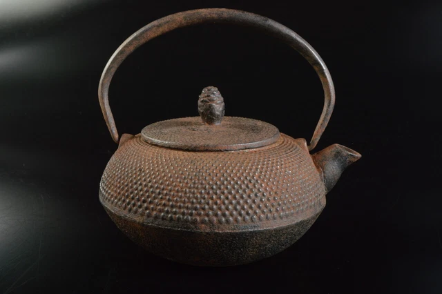 M2538: Japanese Iron Arare pattern Shapely TEAPOT Kyusu Sencha, auto