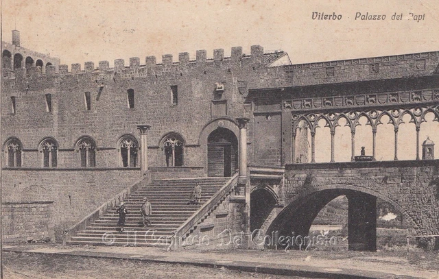 1925 Viterbo cartolina animata palazzo dei Papi