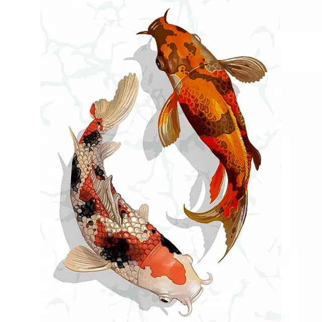 fr Koi 5D DIY Full Round Drill Diamond Painting Animal Pattern Mosaic Beadwork