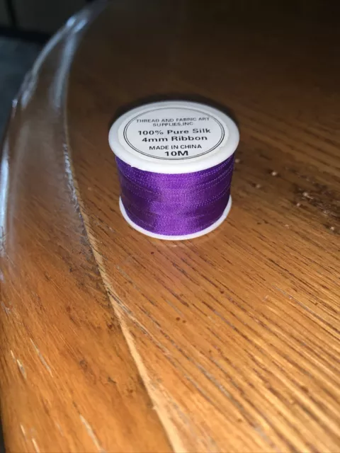 Cinta de seda 100 % pura Threadart - 4 mm púrpura - No. 703 - 10 metros