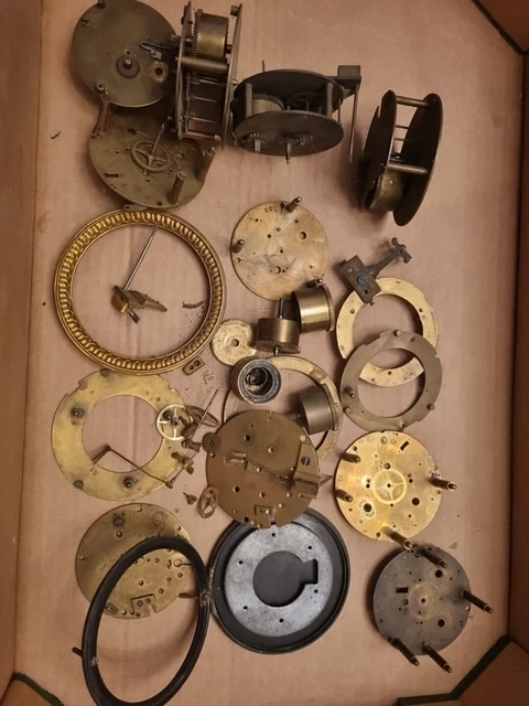ANTIQUE FRENCH BARREL Mechanical Clock Movement Spare parts Scrap Brass ...