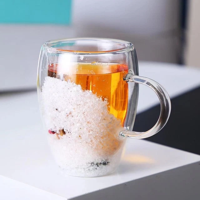 Kaffee Tee tasse Mit Weihnachts schneeflocken Doppelwandige Glas tasse Klar