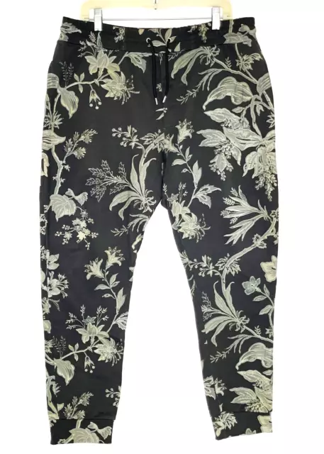 McQ Alexander McQueen Casual Sweat Pants Mens Green Black Floral Print Size 2XL