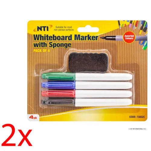 New Set Of 8 Whiteboard Markers And Sponge Eraser Home School Office Equipment