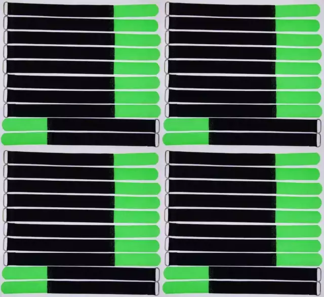 40 x Klett Kabelbinder 300 x 25 mm neongrün Kabelklettband Kabelklett Klettband