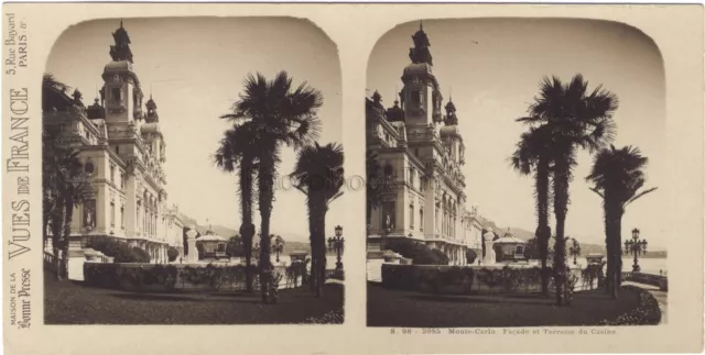 Monaco Monte-Carlo facade and terrace of the casino stereo vintage analog C 1910