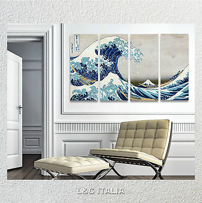 Quadri L&C ITALIA La Grande Onda Hokusai Quadro Moderno Giapponese con Mare per Soggiorno 70 x 50 Stampa su Tela per Soggiorno Camera da Letto Ragazzo Salotto Ufficio 