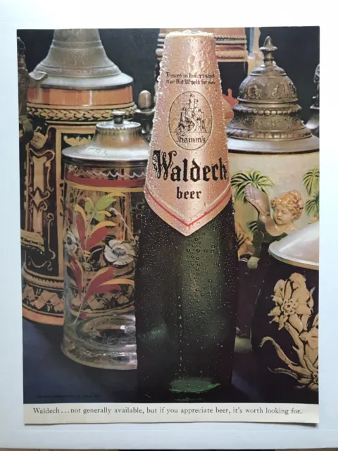 VTG WALDECH BEER AD 1969 “Not Generally Available” ORIGINAL Good Cond