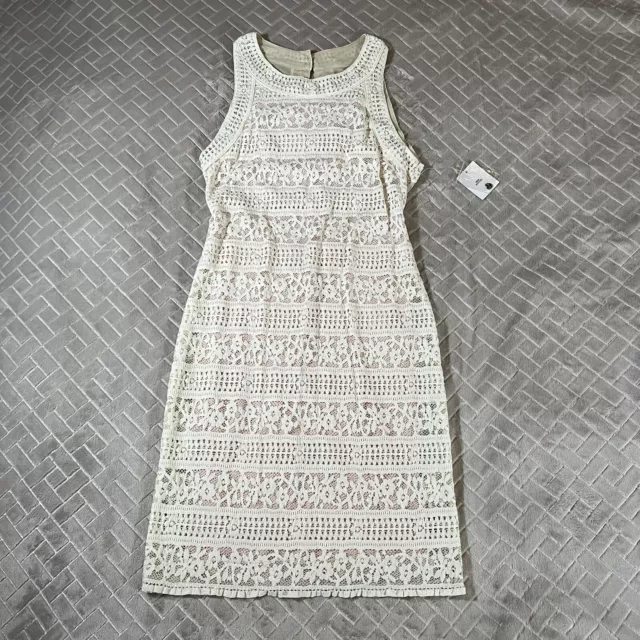 Kimchi Blue Size Small Short Mini Dress Cream White Lace Body Con Heart Buttons