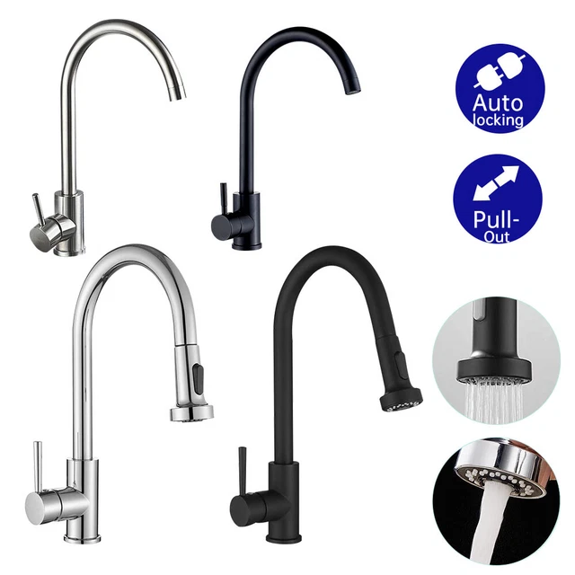 Edelstahl Küchenarmatur Küche Spültischarmatur Wasserhahn mit Ausziehbar Brause