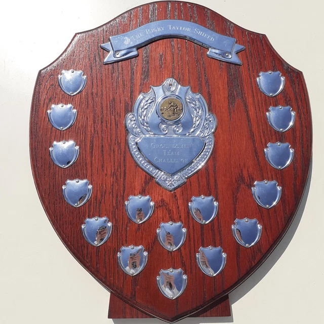 VINTAGE ANTIQUE Wooden Shield Award Trophy 1990s