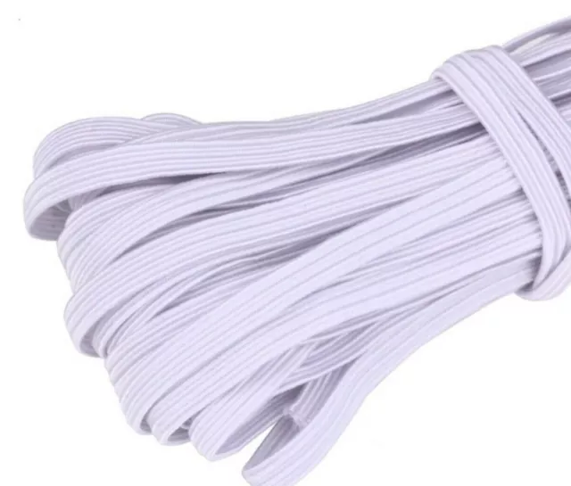 2X 10 yards Elastic Band 1/4" Trim/Spandex/make DIY mask string T181 6mm White