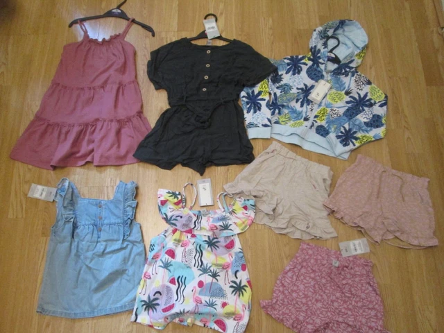 girls clothes bundle 7 years TU Sainsbury shorts playsuit hoody tops BNWT summer