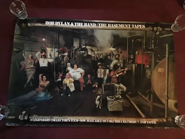 Bob Dylan La Banda Cintas Del Sótano Cartel Promocional Ultra Raro Ee. Uu. 1975