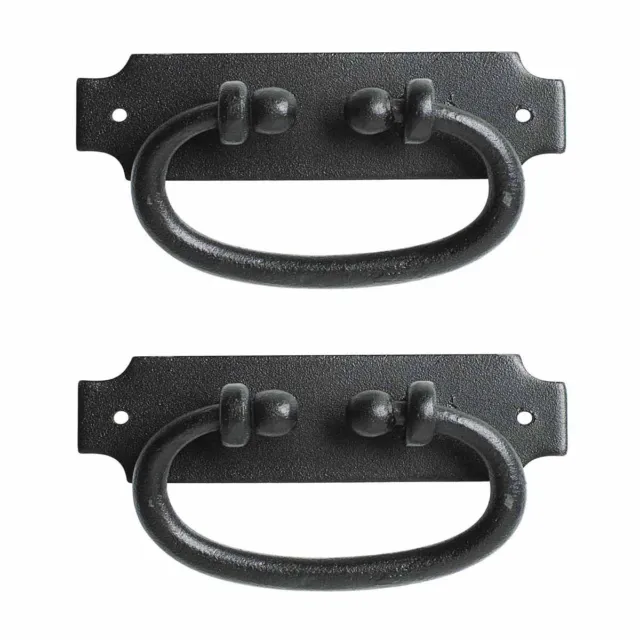 Black Wrought Iron Cabinet Pulls Hepplewhite 5.25" W Drop Style Pack of 2