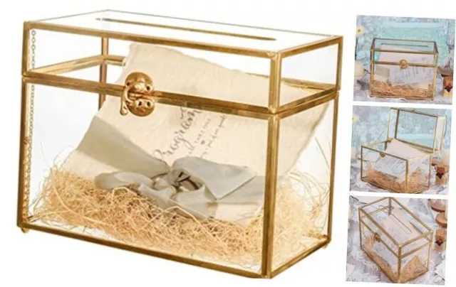 Wedding Cards Box with Slot - 9.8 x 5.6 x 7.7 Inch - 9.8x5.6x7.7inches Gold