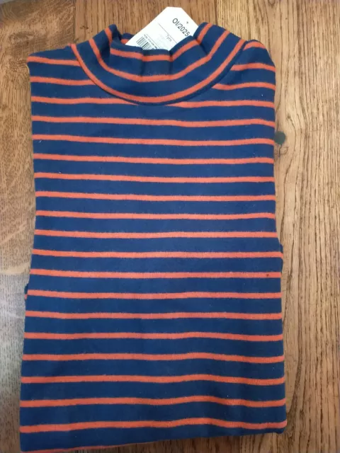 ⭐BNWT. Lovely Girls Supersoft Turtle Neck Top, NEXT, 7yrs, Blue/Orange Stripe
