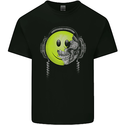 DJ Skull Dance Music DJing Skull Headphones Mens Cotton T-Shirt Tee Top