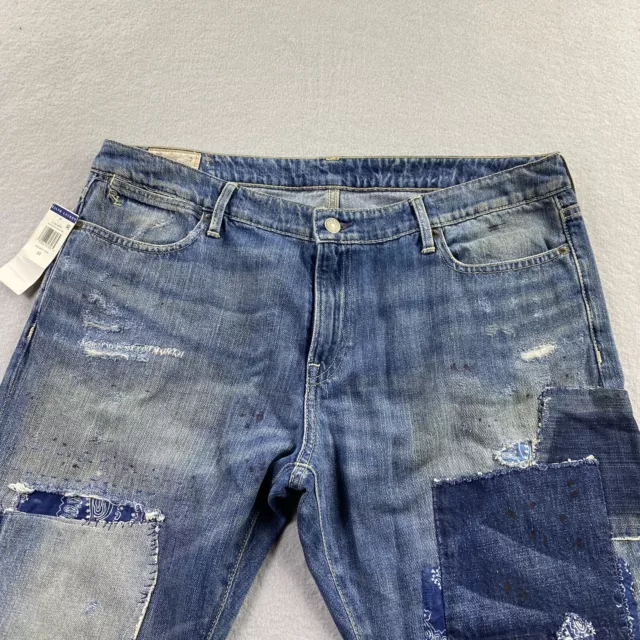 Polo Ralph Lauren Jeans Womens 32 Blue Astor Slim Boyfriend Distressed Patches 2