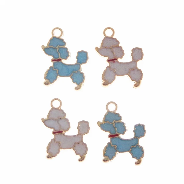 12Stk Mehrfarbig Metall Mischen Emaille Pudel Hund Charms Anhänger Schmuck Kunst