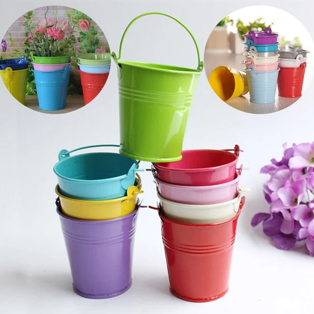 6 Pcs Balkon Garten Töpfe Mini-Blumentöpfe Aus Metall Eimer Fass