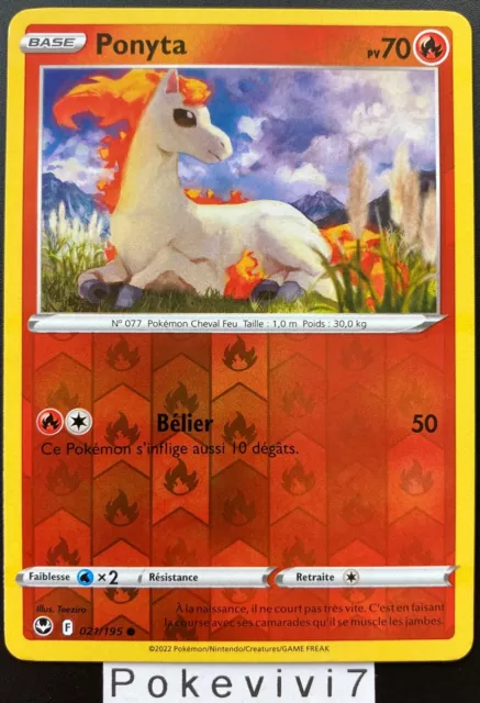 Pokemon Card PONYTA 021/195 REVERSE Sword & Shield 12 EB12 FR NEW
