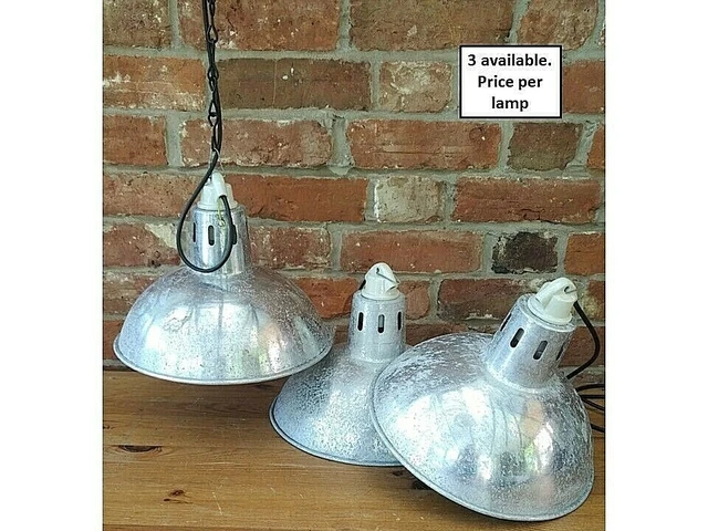 12" Vintage Aluminium Industrial Kitchen Pendant Lamp/Lights REWIRED 3 Available