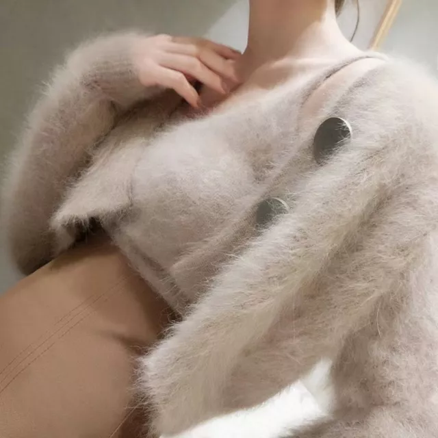 Angora Sweater Blended Fluffy Fuzzy Soft Cardigan Dress Camisole Set