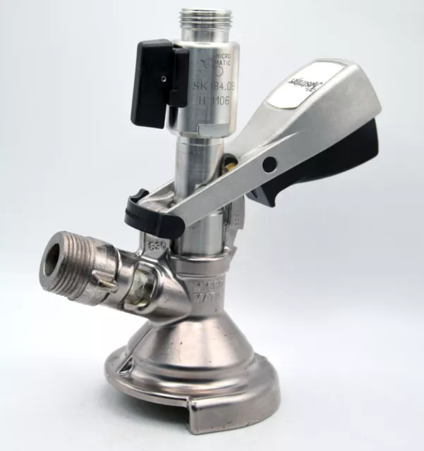Zapfkopf mit Absperrhahn Flachfitting Typ A von Mirco Matic Keg Verschluss 3/4