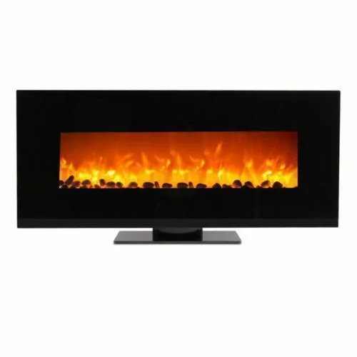 50" Wall Mount Fireplace Standing Electric Adjustable Heater w/Tempered Glass