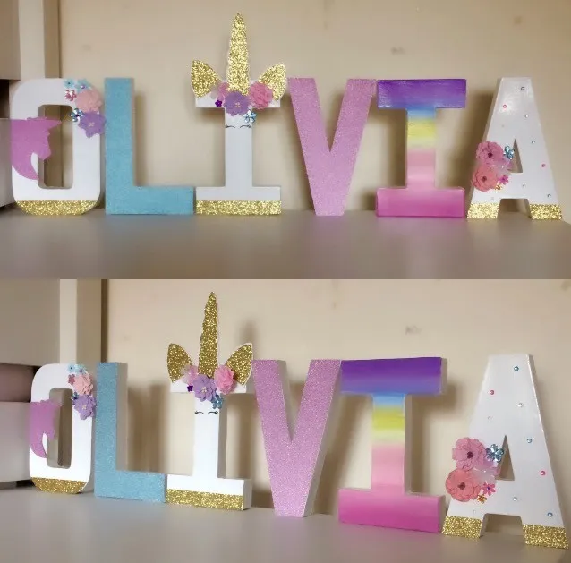 Chidrens personalised Unicorn letters names.Princess gift Disney  girls pink