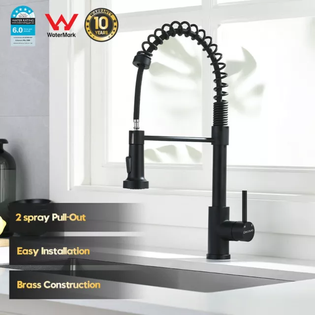 WELS Pull Out Kitchen Mixer Taps 360° Swivel Spout Spray Sink Faucet Solid Brass