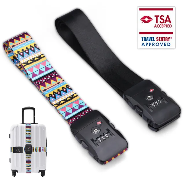 TSA Travel Luggage Strap with Approved Lock, Adjustable Suitcase Belt, 1/2-Pcs