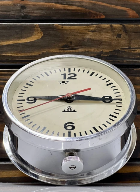 Vintage Marine Theme WSZ Antique Retro Ship Round Wall Clock Made in Poland