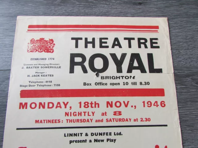 Original 1946 Strange as it May Seem Alec Coppel Theatre Royal BRIGHTON Poster 2