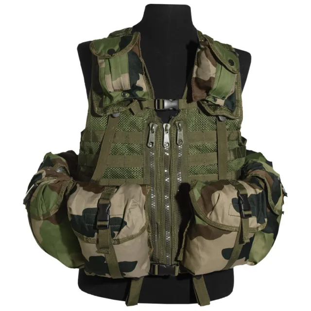 Tactical Combat Vest Modular Molle System 8 Pockets Airsoft French Army Cce Camo