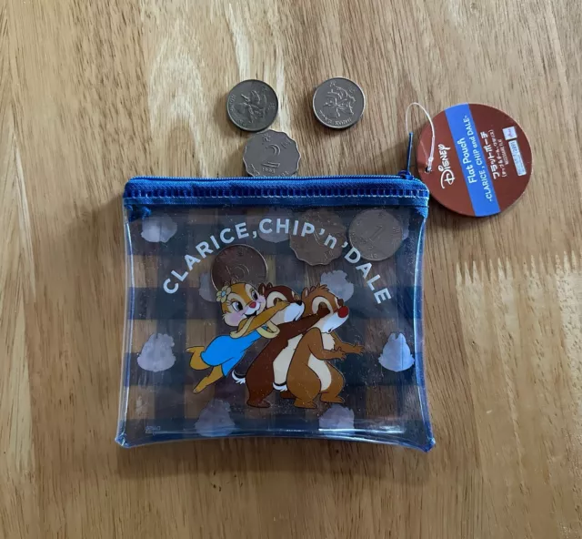 New DISNEY CHIP & DALE CHIP 'N DALE Clear Plastic Small Coins Cosmetic Bag Pouch