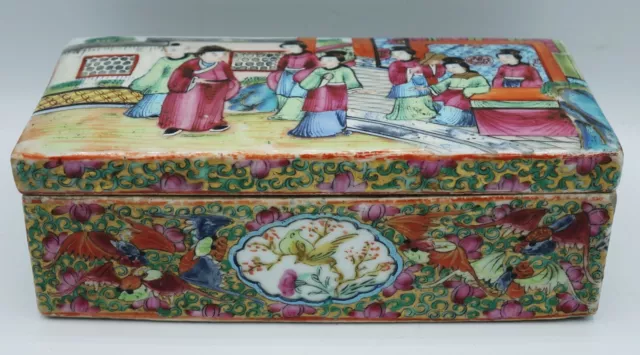 19th Century Chinese Export Famille Rose Porcelain Letters Box Empress Scene