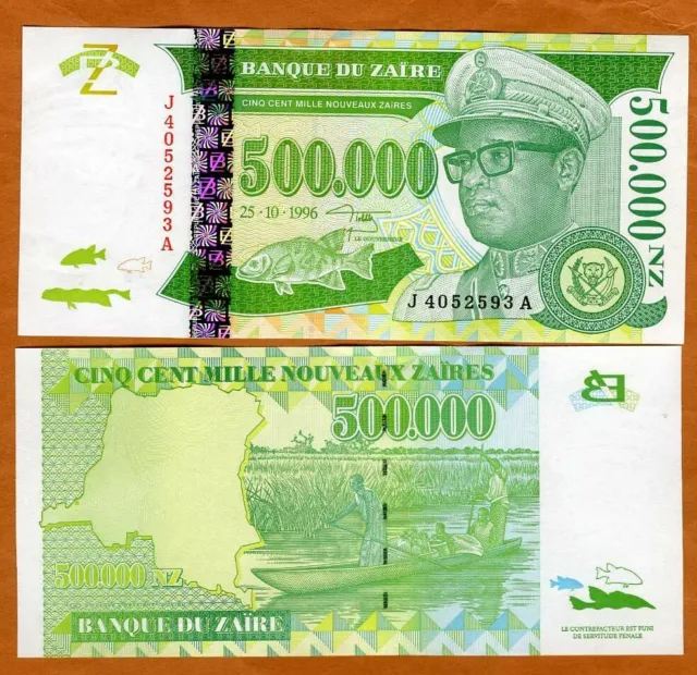 Zaire, 500,000 (500000) Nouveaux Zaires, 1996, P-78, UNC
