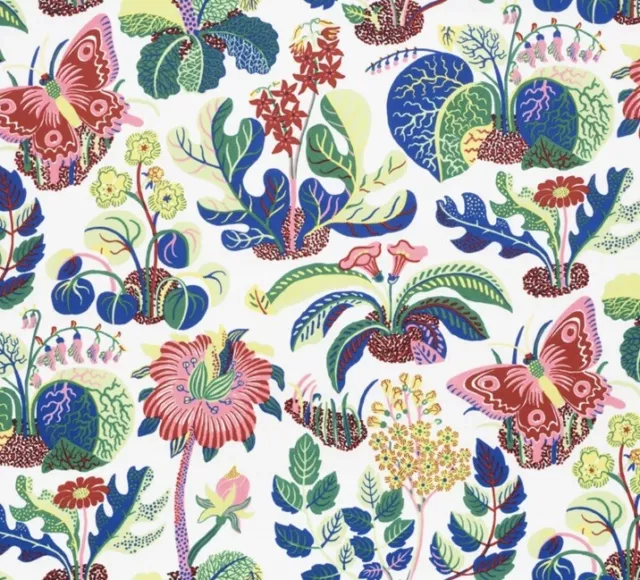 Schumacher Curtain Fabric 'EXOTIC BUTTERFLY - SPRING' 3.6 METRES 100% LINEN
