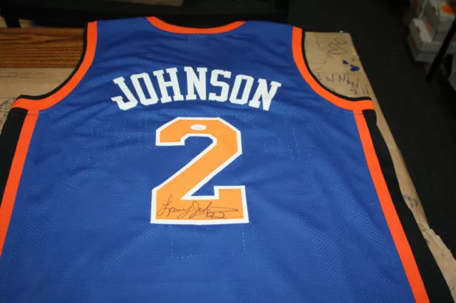 New York Knicks Larry Johnson #2 Signed Custom Jersey All Star Unlv Jsa Witness!