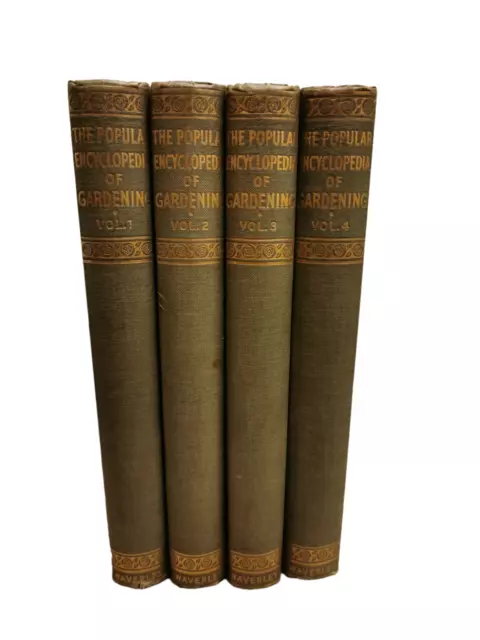 Lot Of 4 Vintage Books The Popular Encyclopedia Of gardening, By H. H. Thomas
