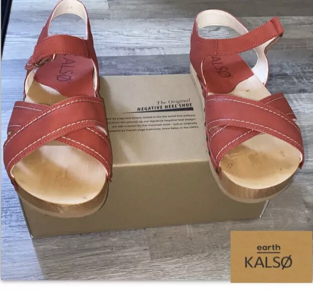 kalso earth shoes woman's size 8 SERENE leather cherry sandals EU 38.5 NIB