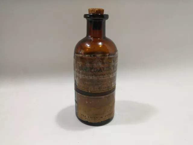 Eli Lilly ANTIQUE Vintage Corydalis Turkey Corn Fluid Extract Bottle Amber