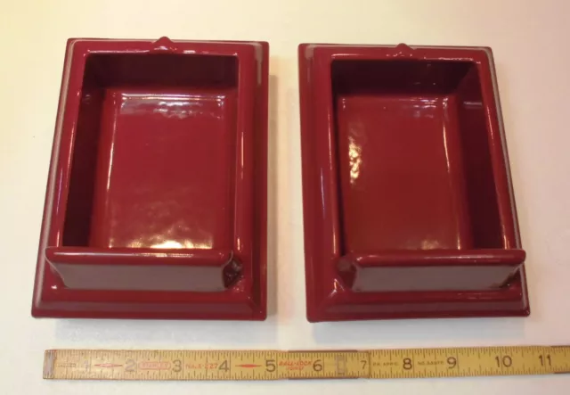 Tall Dubonnet-Maroon Ceramic Sink Set: soap dish & cup holder by Fairfacts Co. 2