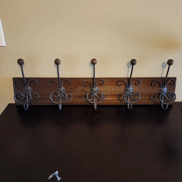 Wrought Iron Wall Mount Coat Rack Five Hooks wall hanger