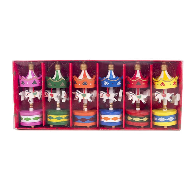 6 Pcs M Bambou Décoration De Sapin Noël Miniature Ornement Carrousel
