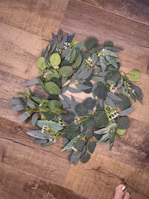 Faux Seeded Eucalyptus Mix Wreath, Approx 20” Outter Dia, 7” Inner Dia