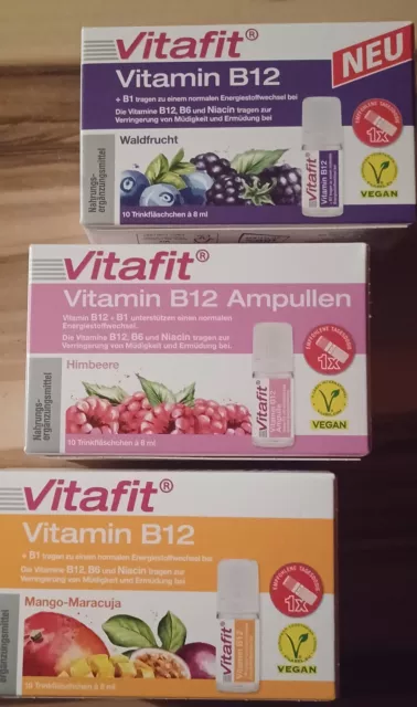 6 x Vitafit B12 Trinkampullen ☆ 3 Geschmacksrichtungen ☆ 60 Ampullen ☆ NEU & OVP